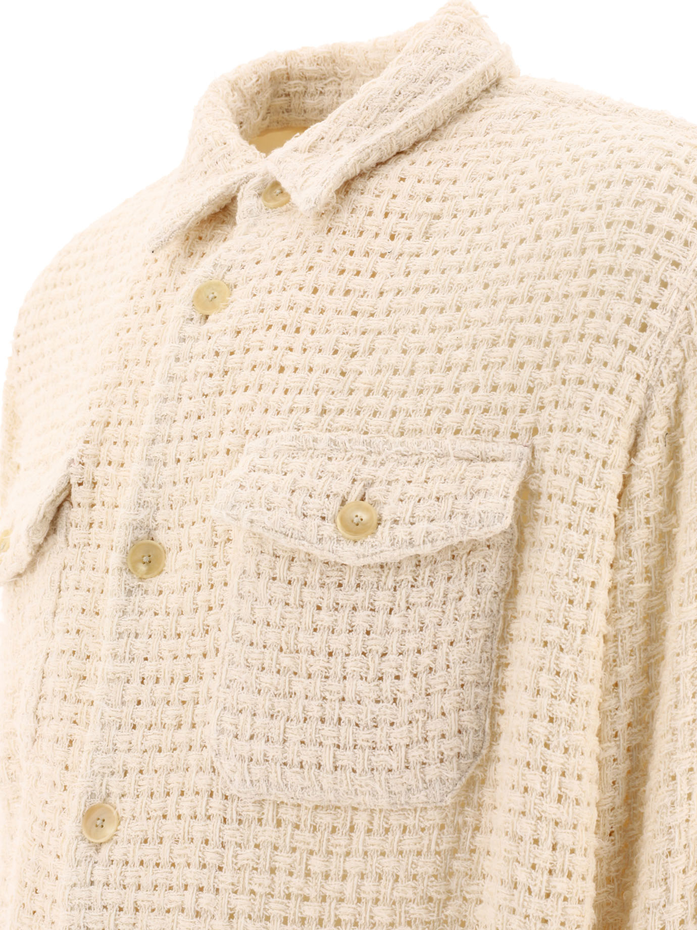 AURALEE White Homespun Summer Tweed shirt